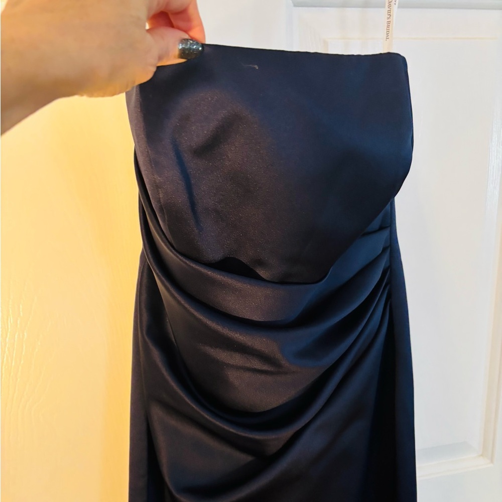Elegant Navy Blue Strapless Dress